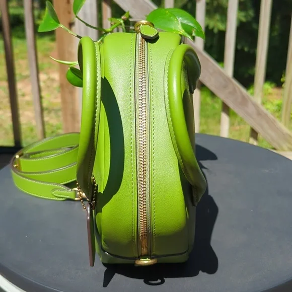 Coach Borough Satchel Dark Lime Green HTF! - Picture 6 of 11